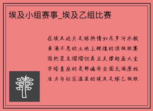 埃及小组赛事_埃及乙组比赛